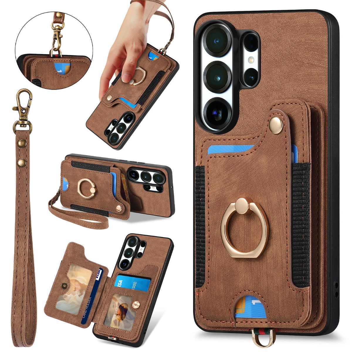 Leather Wallet Card Holder Phone Cover - Funda para Teléfono Samsung S26 Ultra,