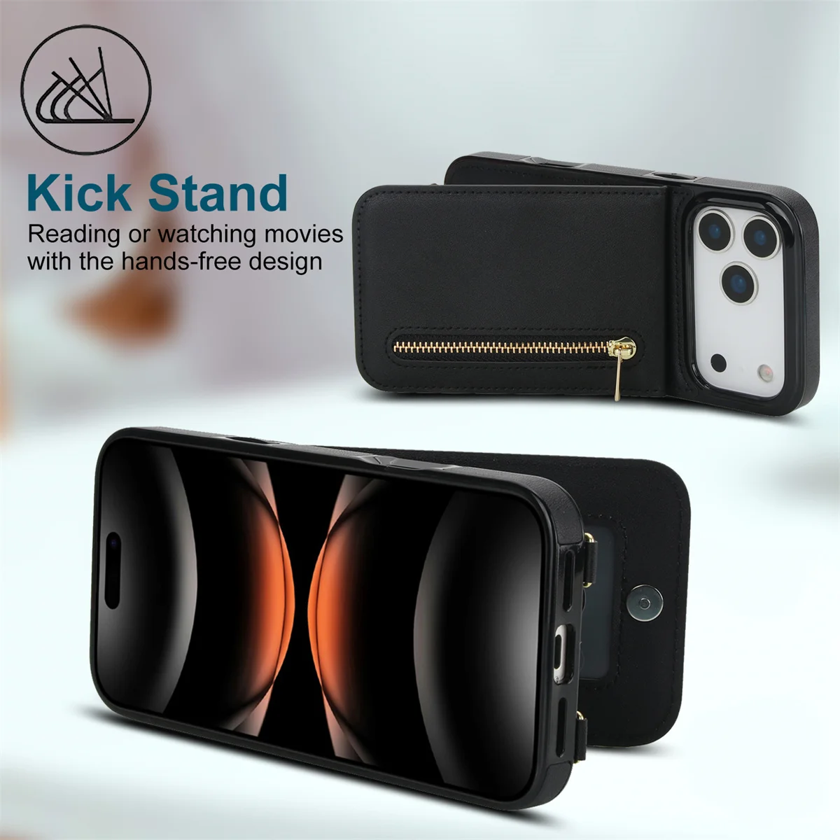 Funda de teléfono de cuero con - Leather Wallet Card Holder Phone Cover reseña y precio