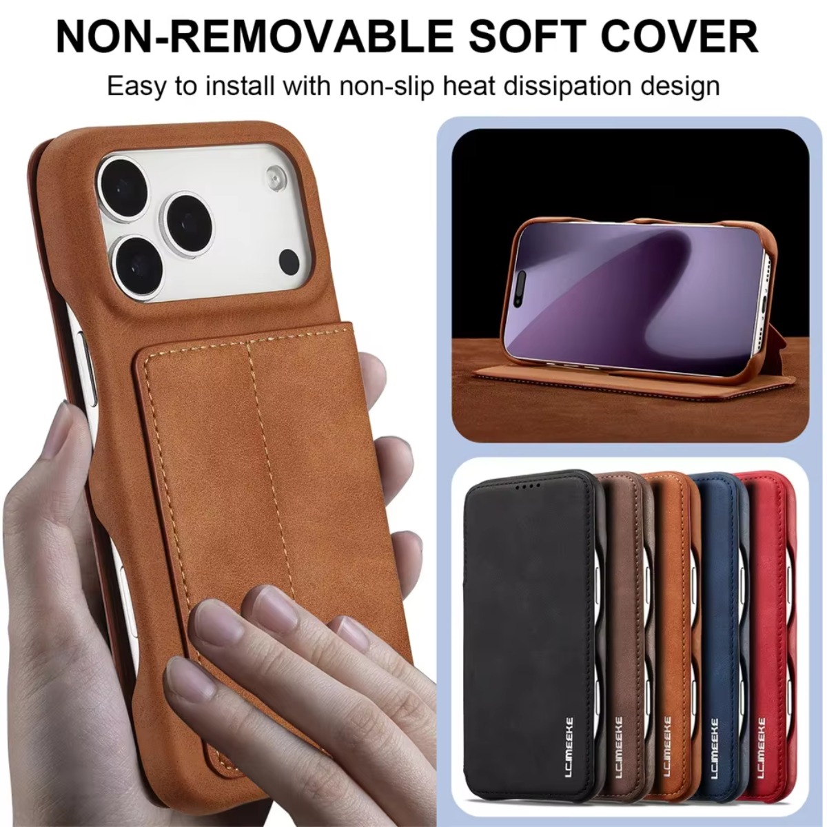 Funda de cuero con tapa magnét - Leather Wallet Card Holder Phone Cover reseña y precio