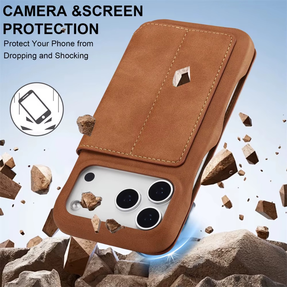 Funda de cuero con tapa magnét - Leather Wallet Card Holder Phone Cover reseña y precio